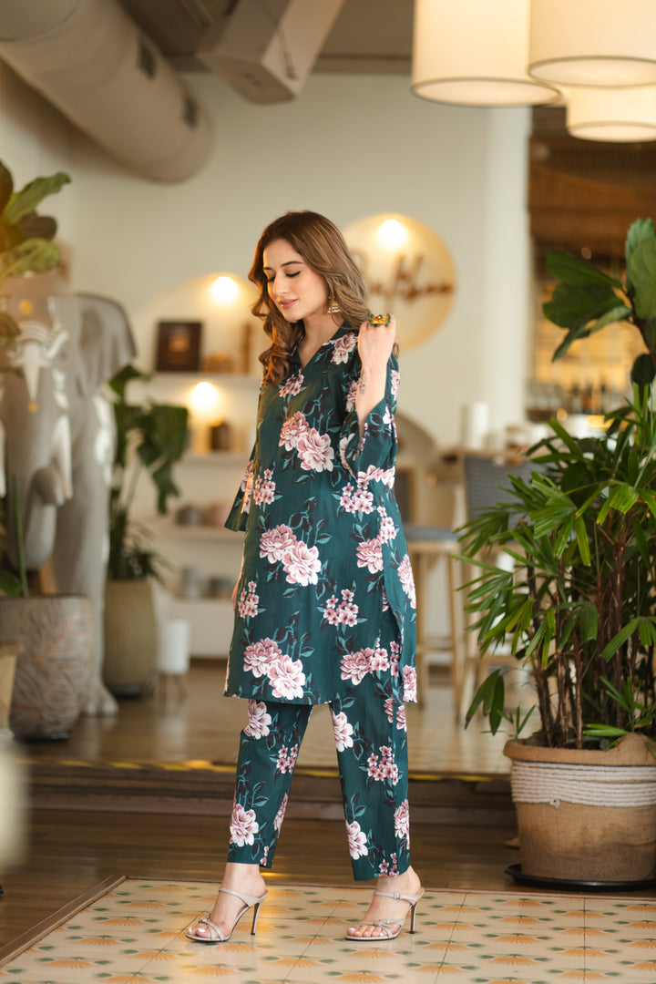 Mila Teal Cotton Co-ord Set