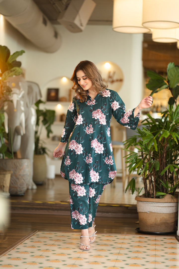 Mila Teal Cotton Co-ord Set