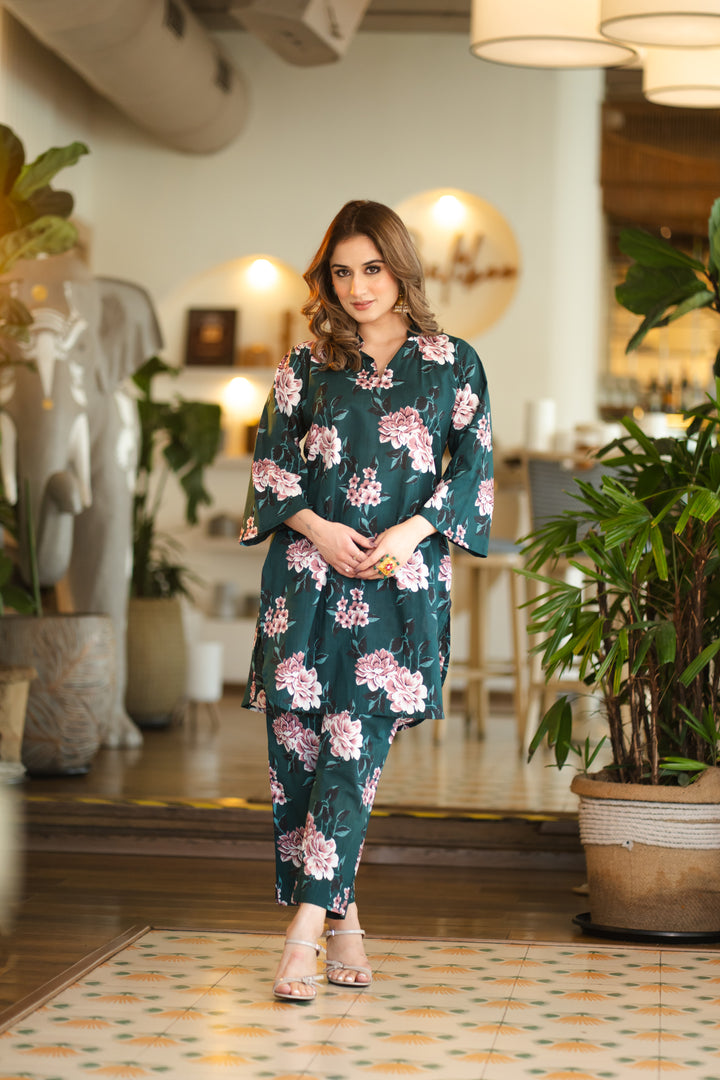Mila Teal Cotton Co-ord Set