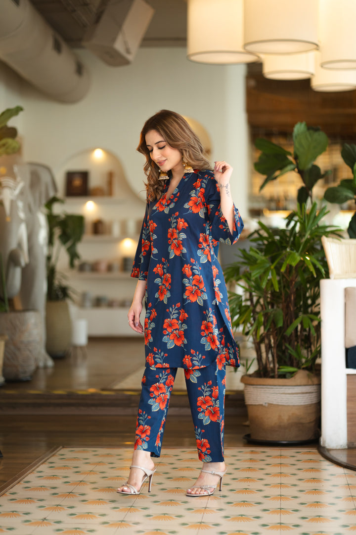 Sneha Blue Cotton Co-ord Set