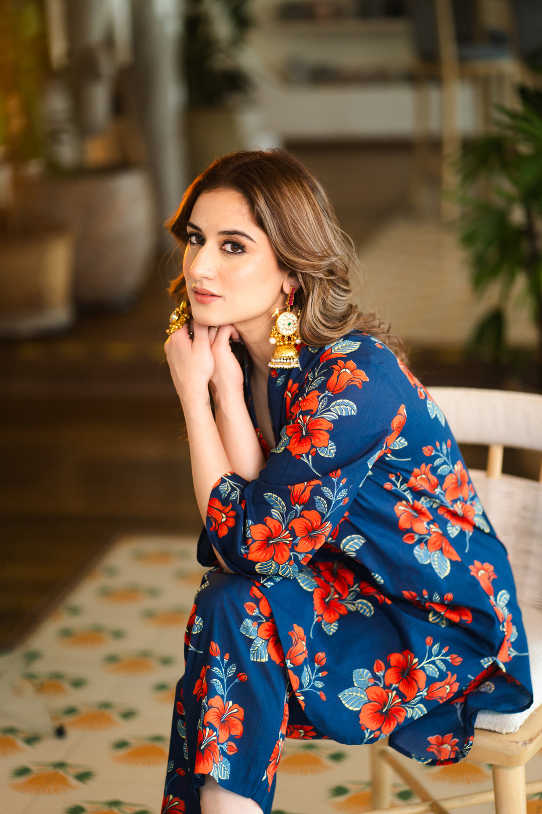 Sneha Blue Cotton Co-ord Set