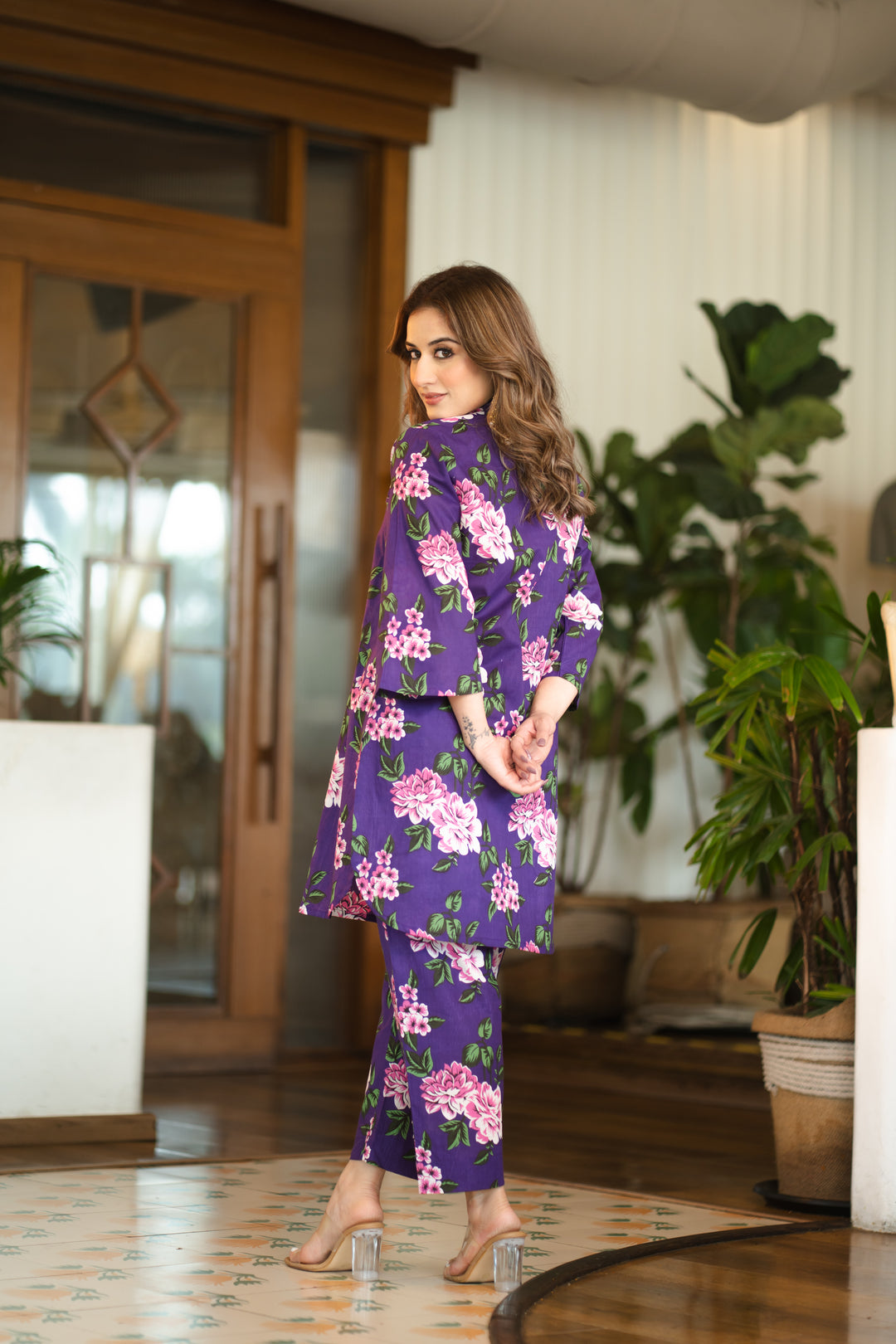 Violet Pink Cotton Co-ord Set