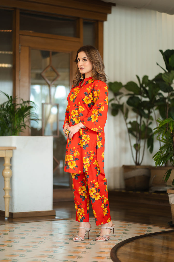 Isla Red Cotton Co-ord Set
