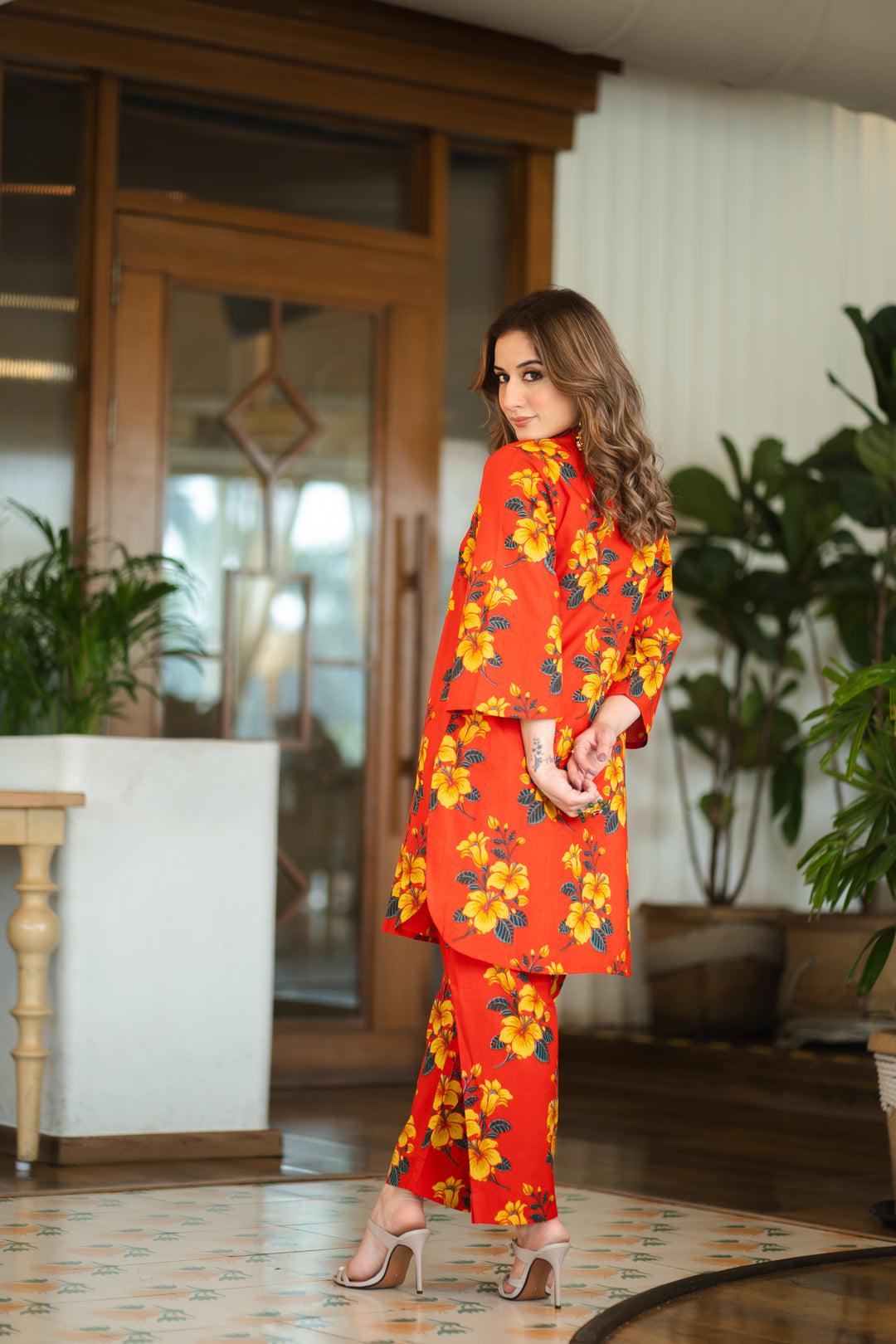 Isla Red Cotton Co-ord Set