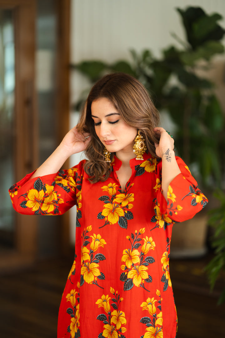 Isla Red Cotton Co-ord Set