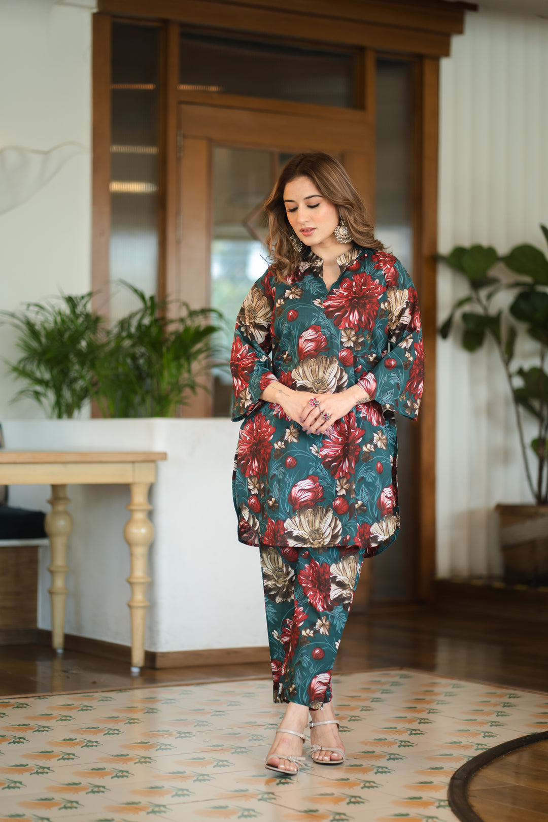 Uditi Teal Cotton Co-ord Set