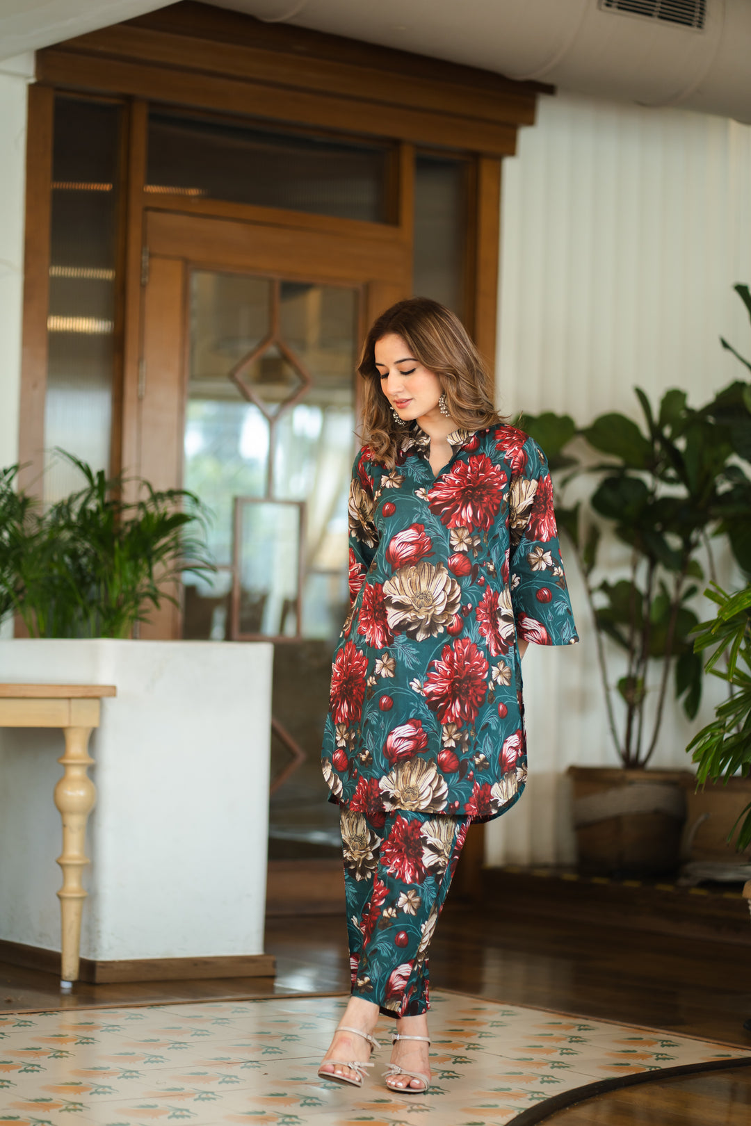 Uditi Teal Cotton Co-ord Set