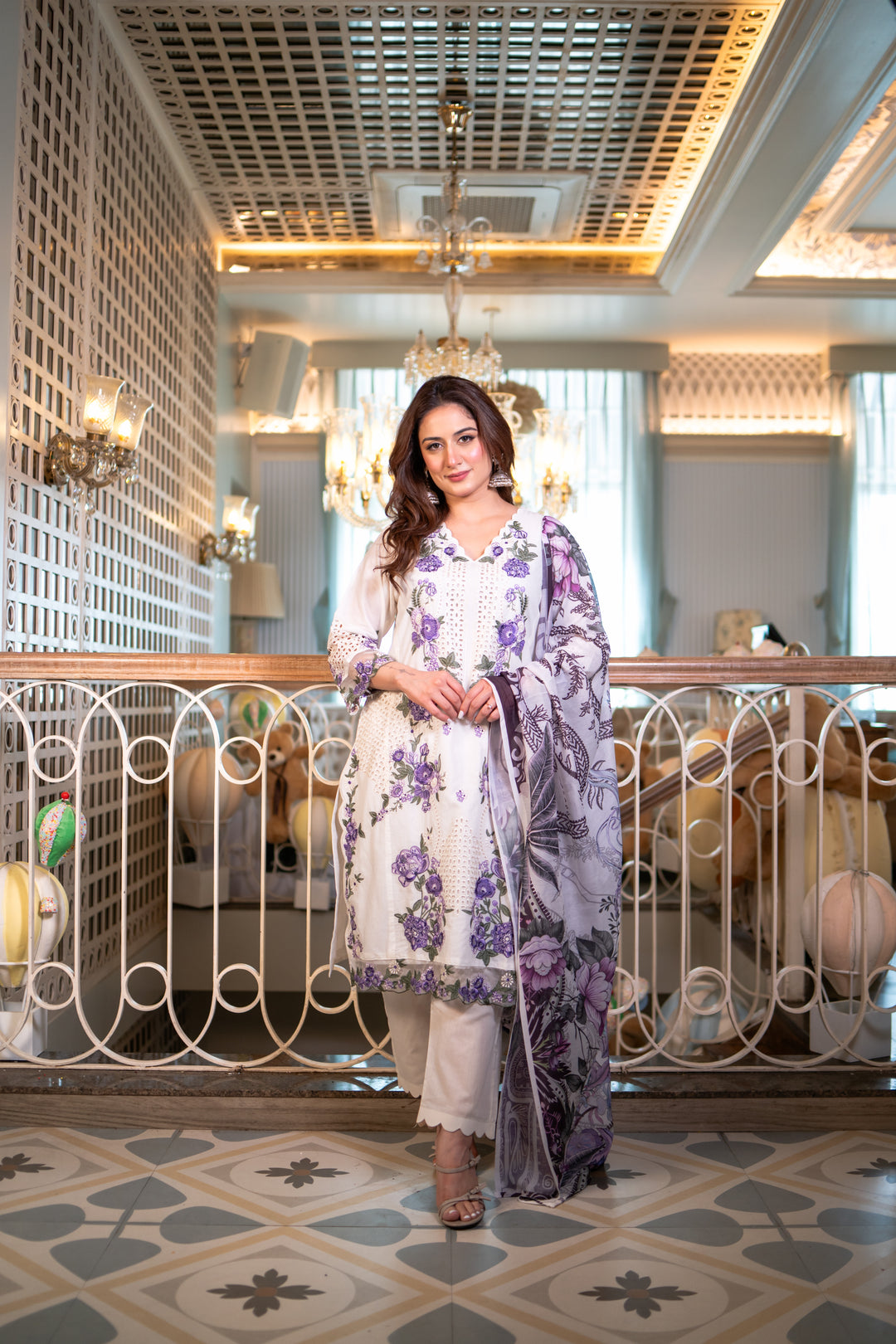 Salma White Cotton Lawn Suit