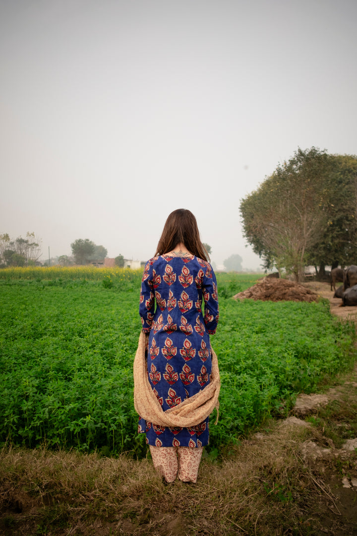 Niyati Blue Handblock Suit Set