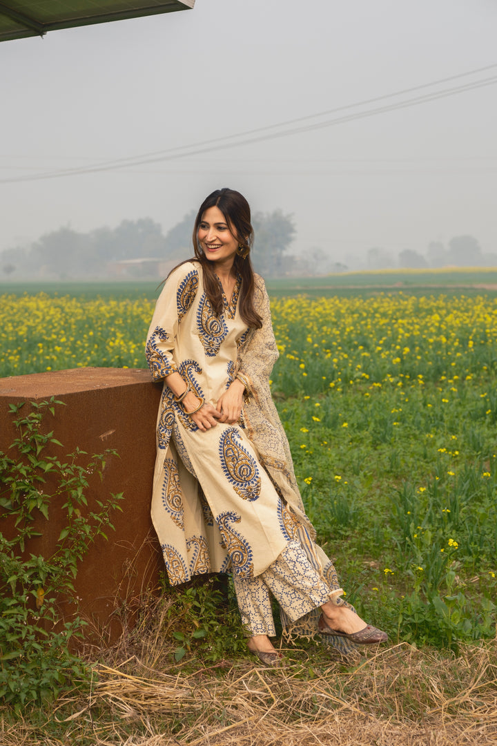 Cream Beige Boota Suit Set