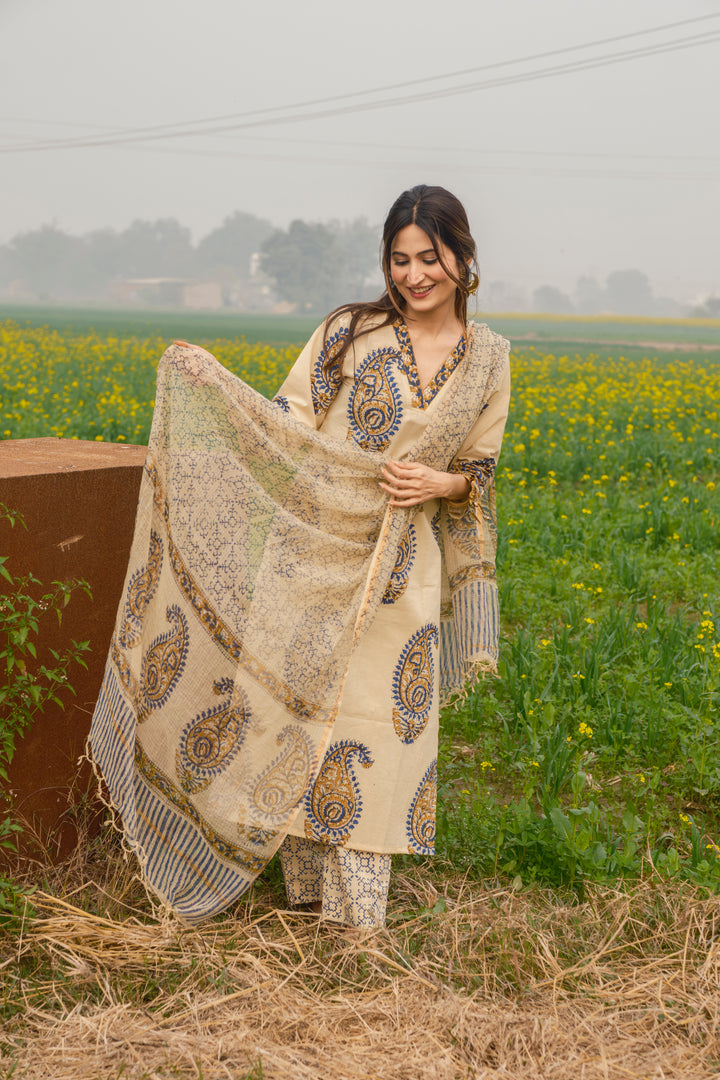 Cream Beige Boota Suit Set