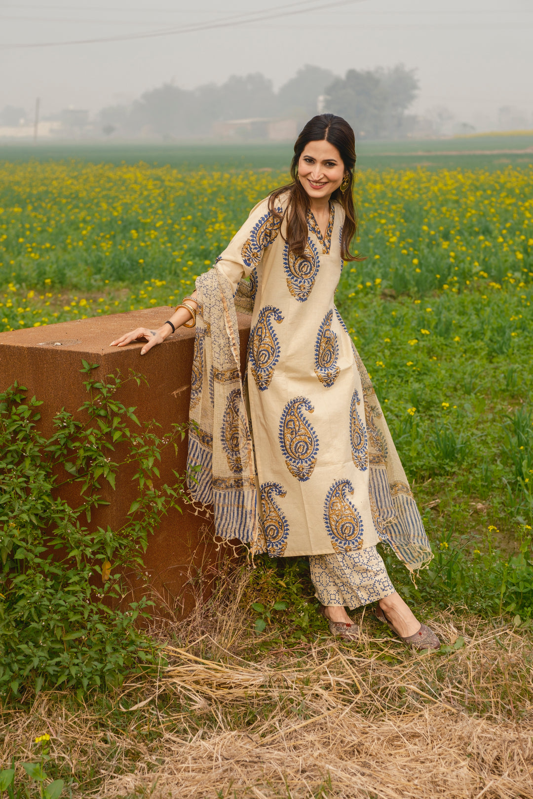 Cream Beige Boota Suit Set