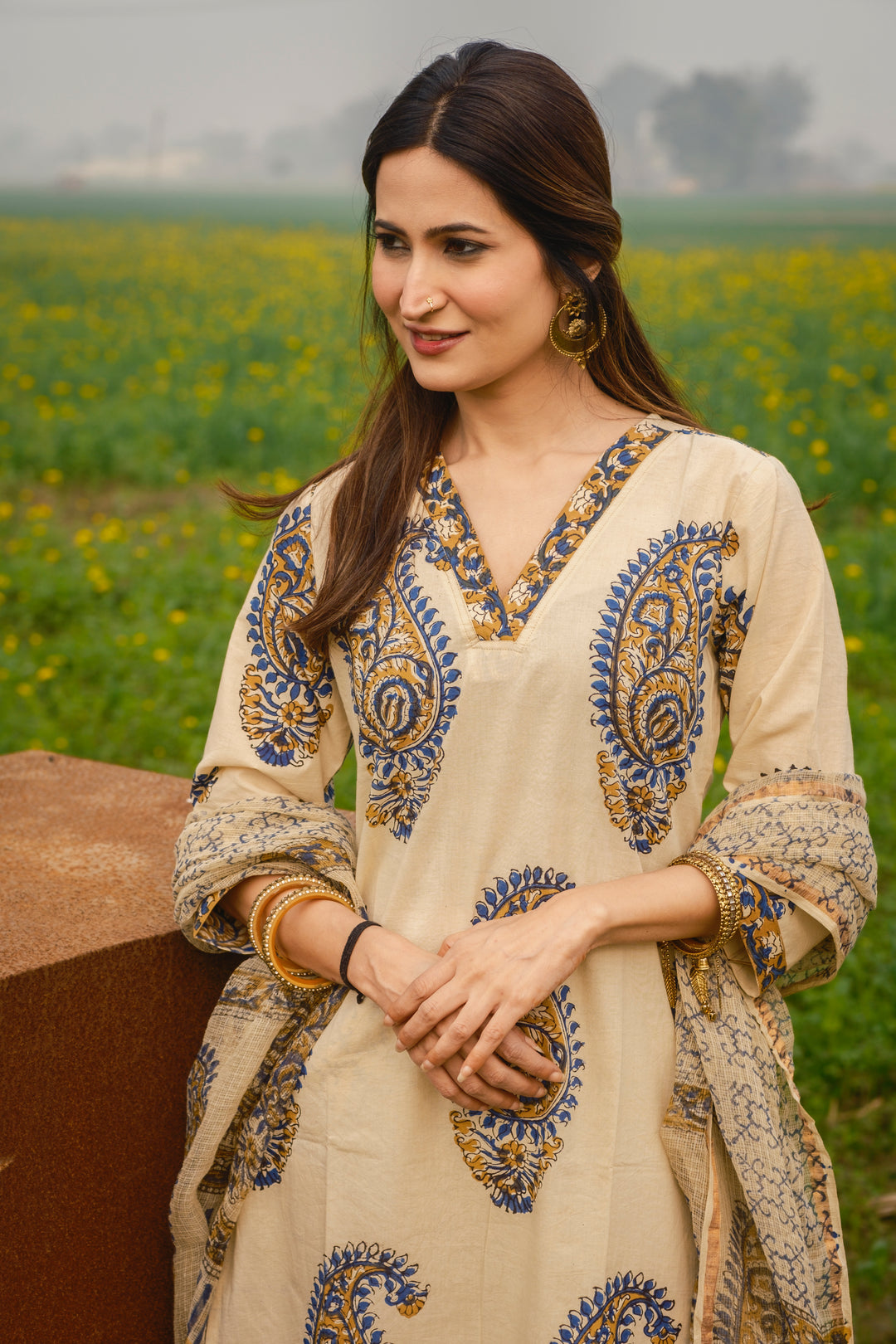 Cream Beige Boota Suit Set