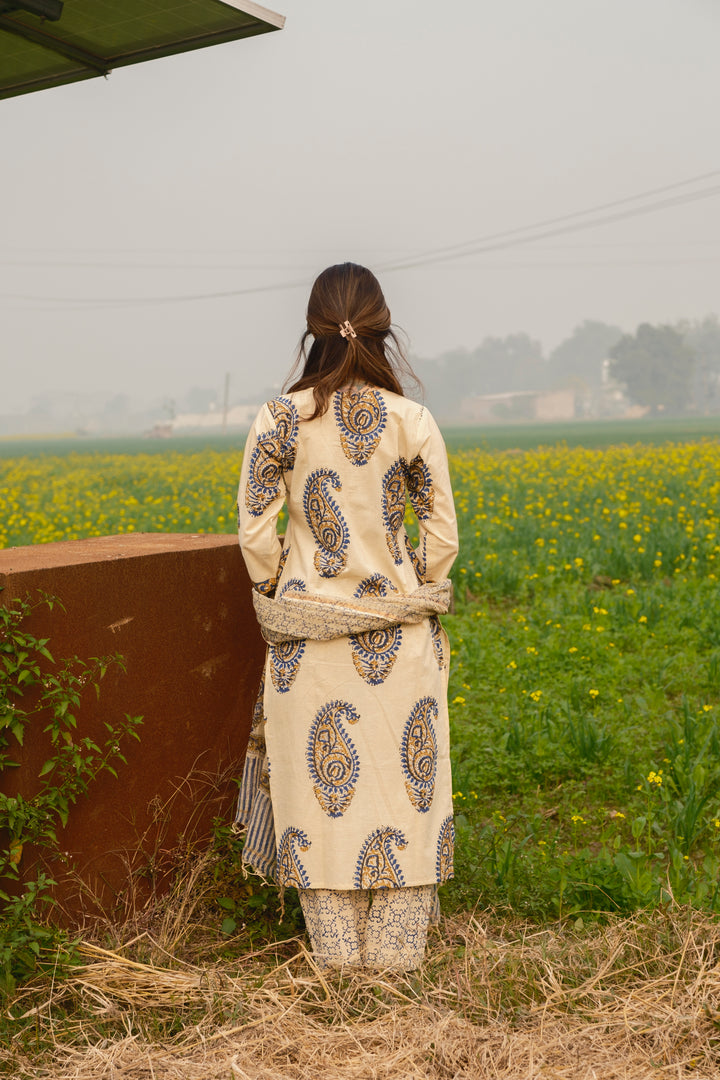 Cream Beige Boota Suit Set