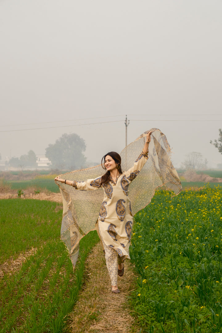 Cream Beige Boota Suit Set