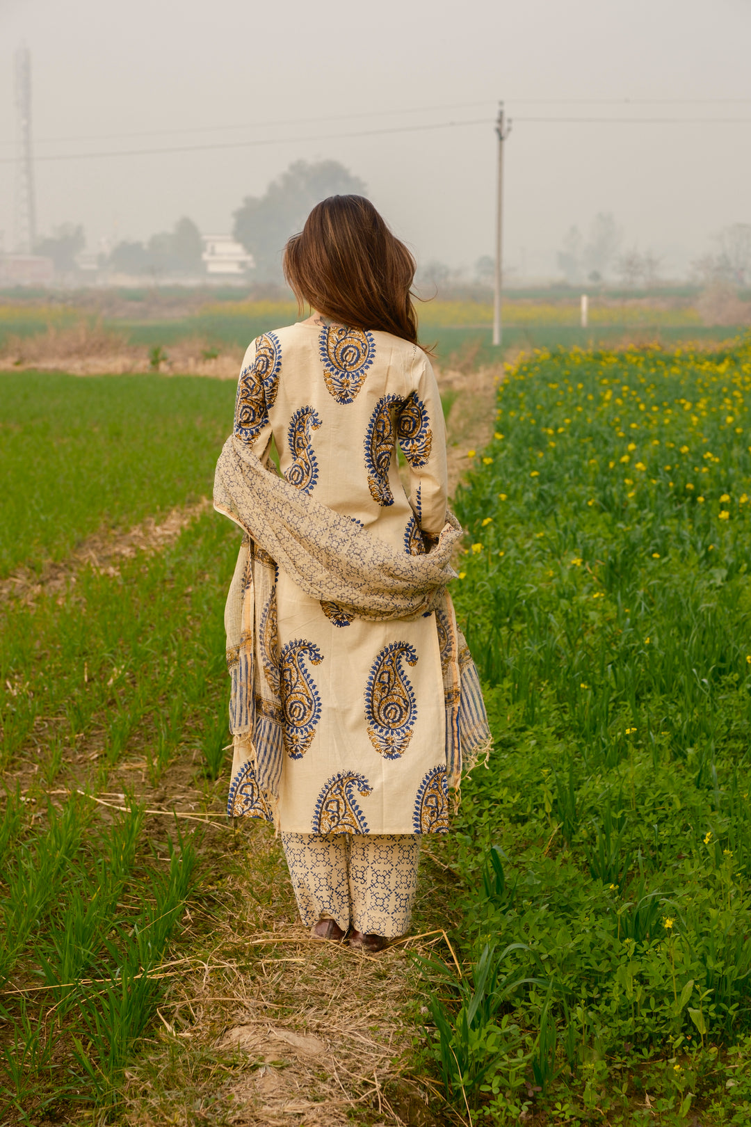 Cream Beige Boota Suit Set