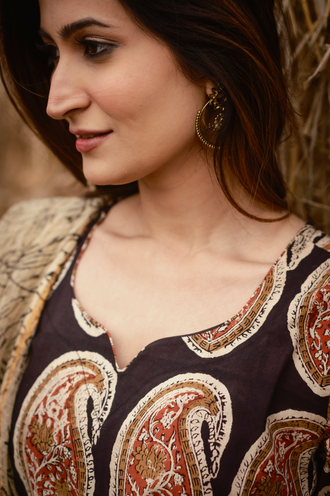 Black Boota Straight Suit Set