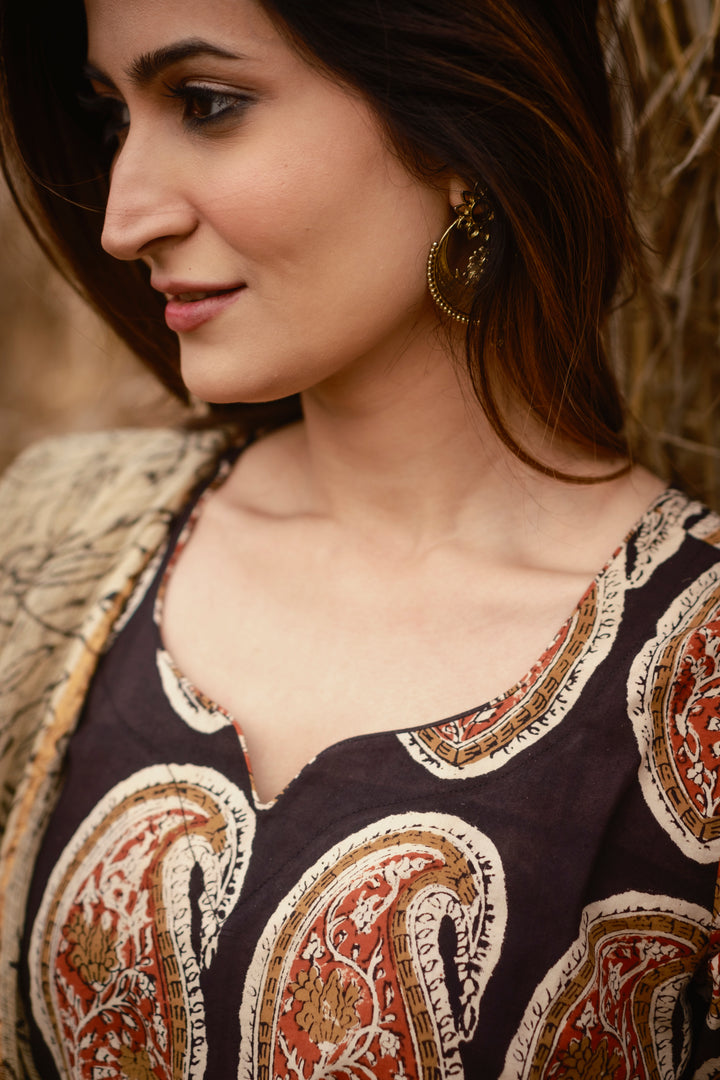 Black Boota Straight Suit Set