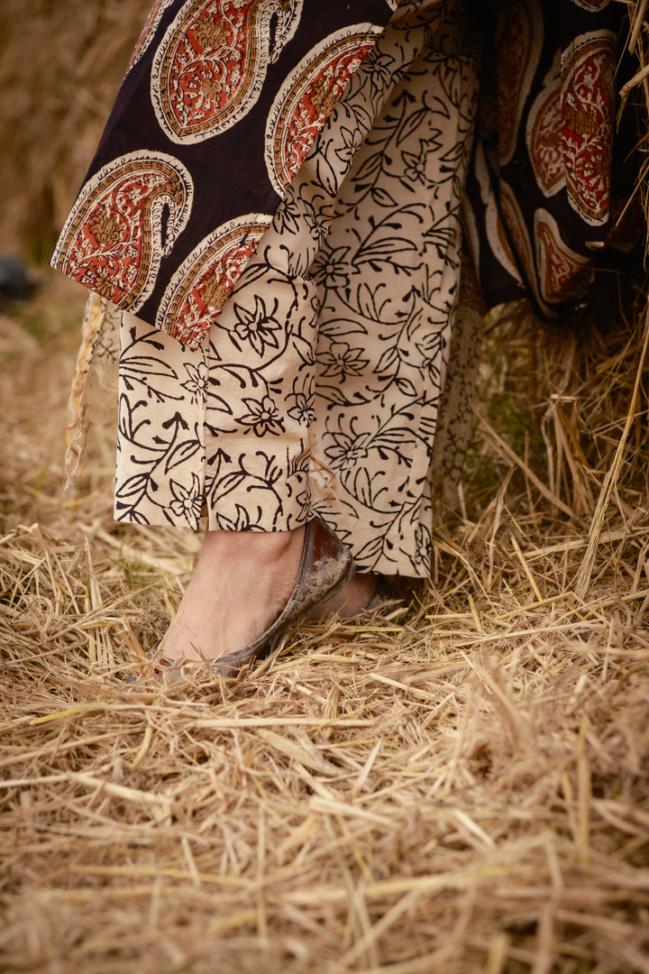 Black Boota Straight Suit Set