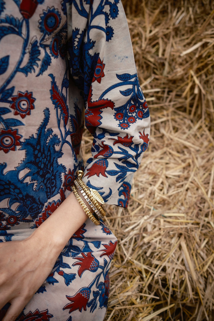 Cream Kalamkari A-line Kurta Set