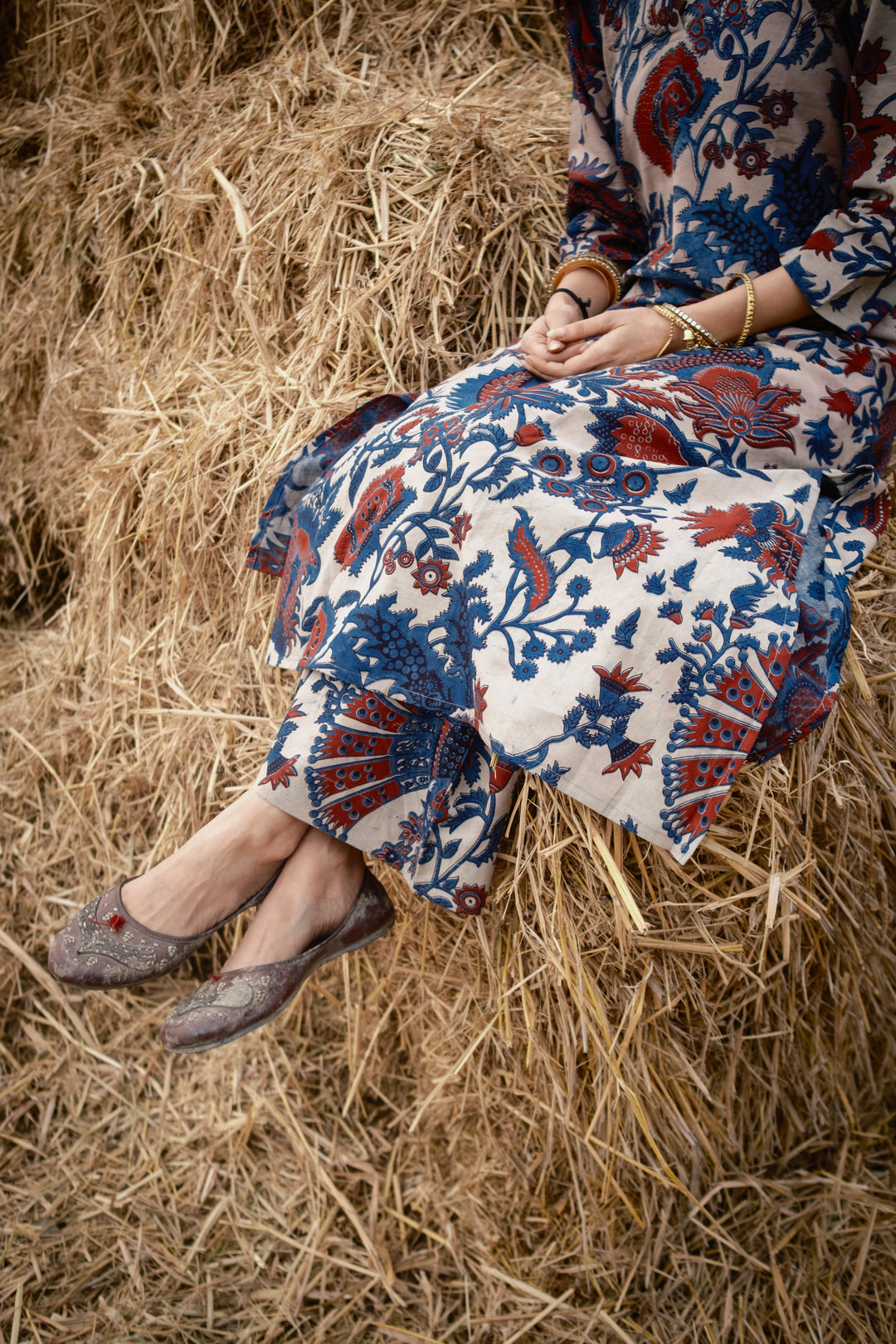 Cream Kalamkari A-line Kurta Set