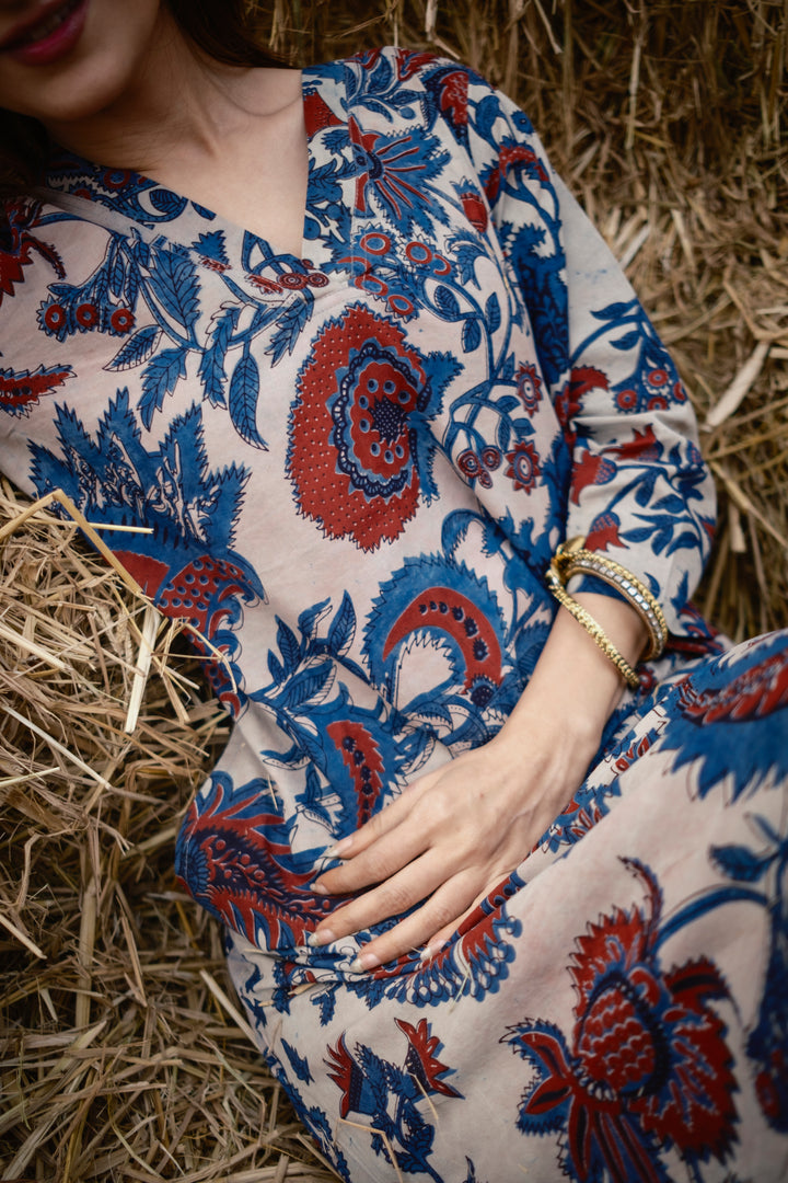 Cream Kalamkari A-line Kurta Set