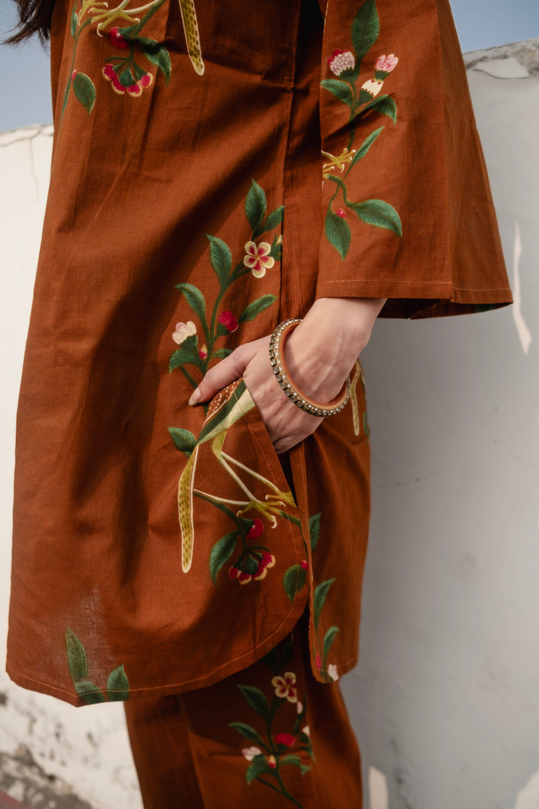 Brown Bird Cotton Co-ord Set