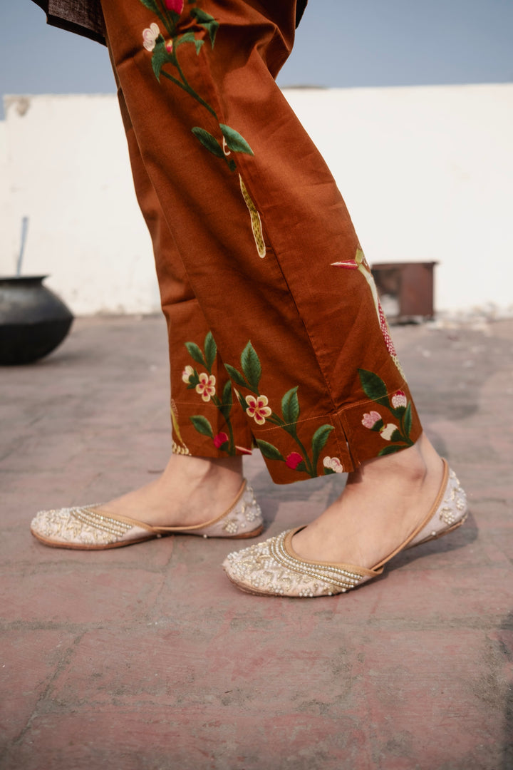 Brown Bird Cotton Co-ord Set