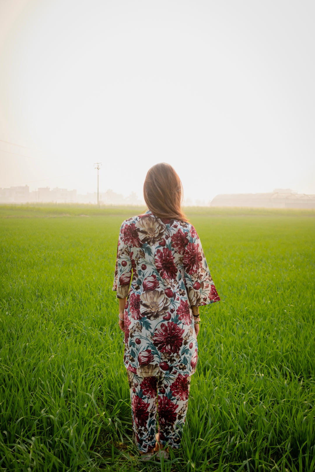 Red White Floral Cotton Co-ord Set