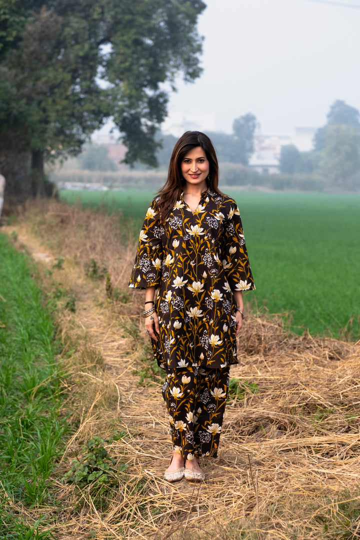 Honey Black Cotton Co-ord Set