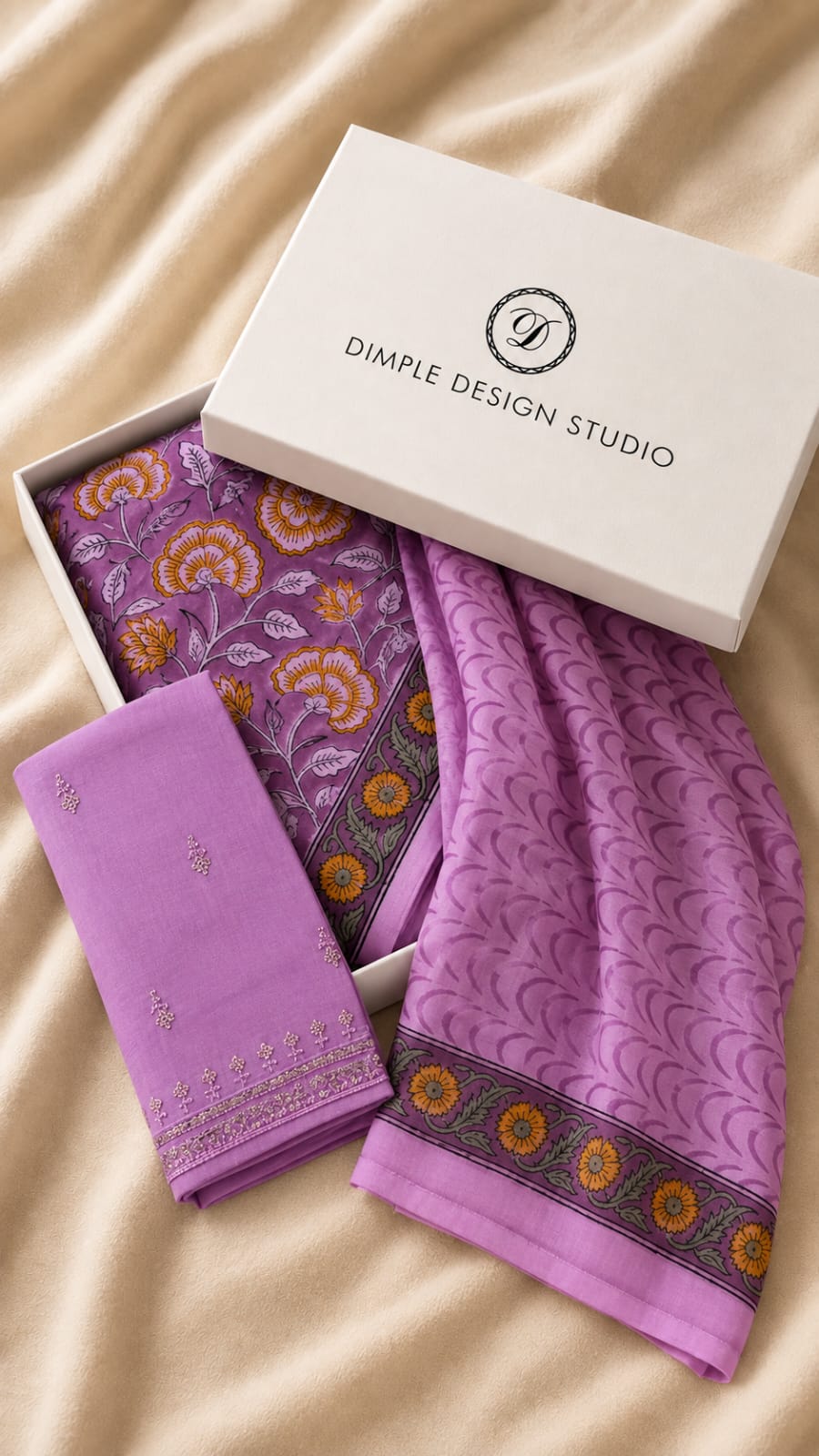 Unstitched - Dark Purple Cotton Suit Set