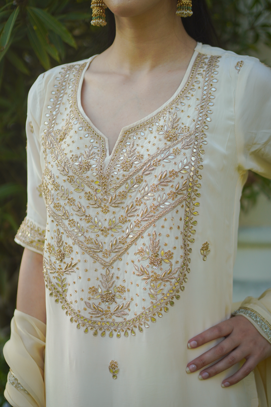 Aarti Yellow Crepe Gota Set