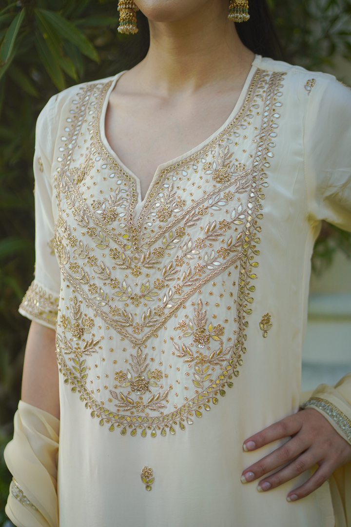 Aarti Yellow Crepe Gota Set