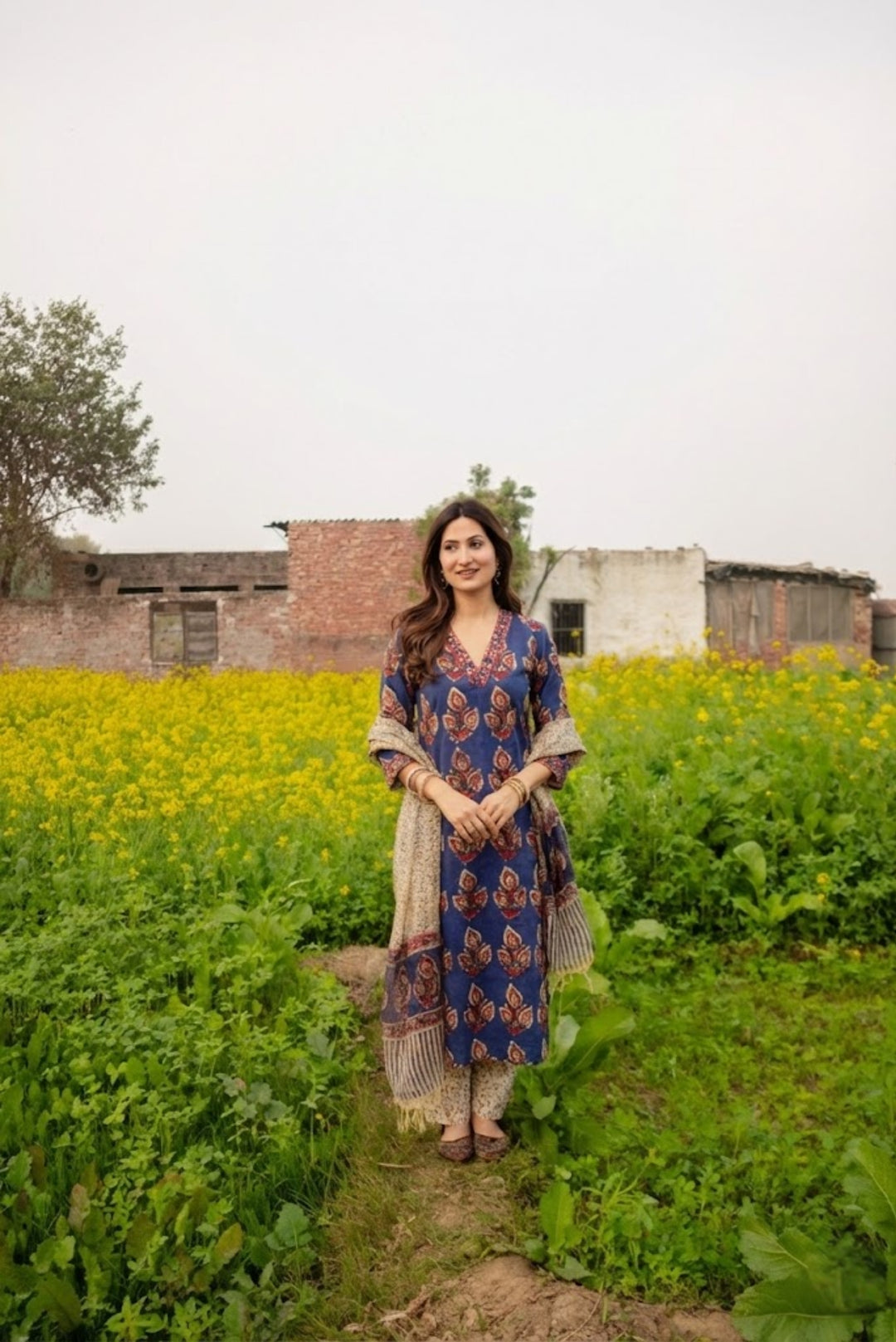 Niyati Blue Handblock Suit Set