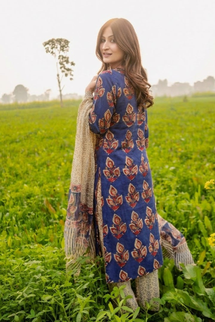 Niyati Blue Handblock Suit Set