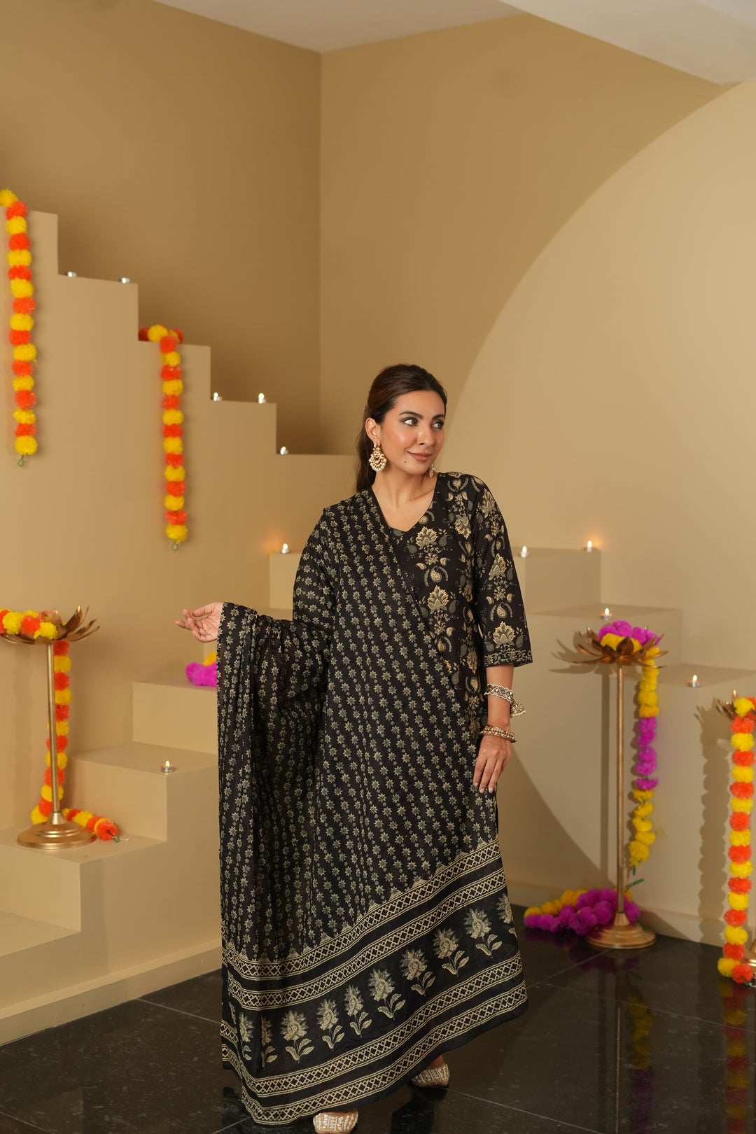 Tripti Black Cotton Suit Set