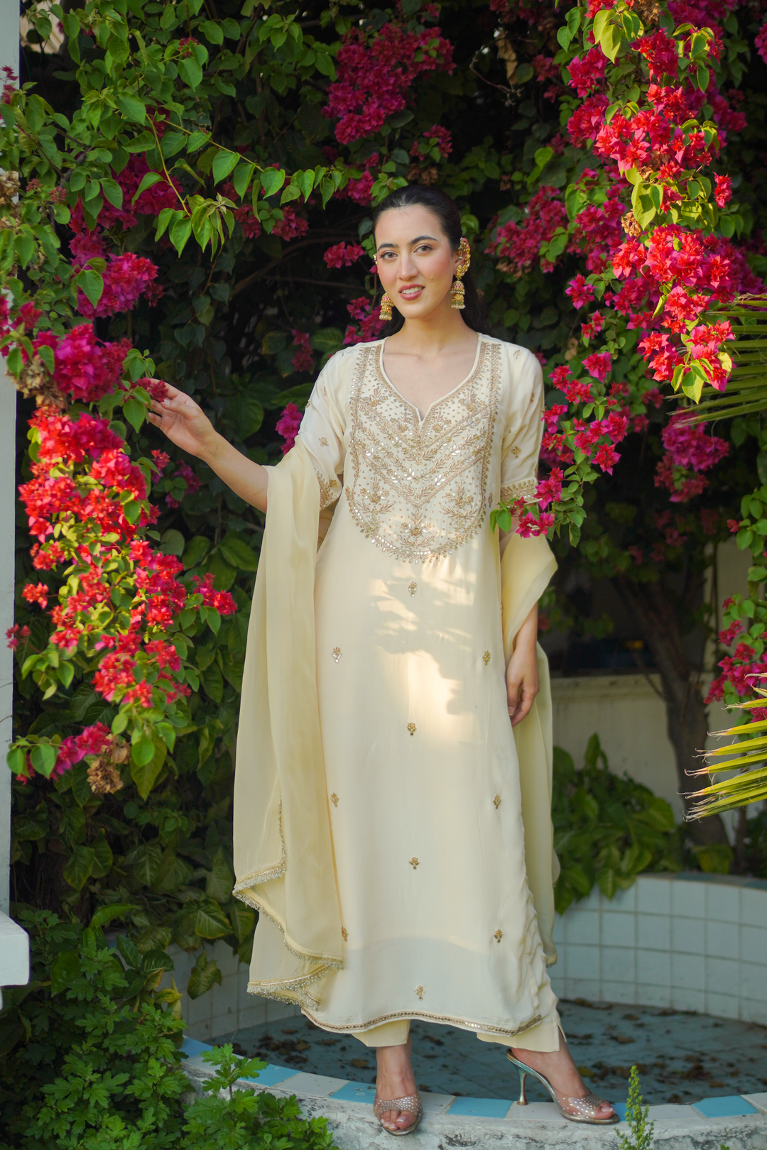 Aarti Yellow Crepe Gota Set