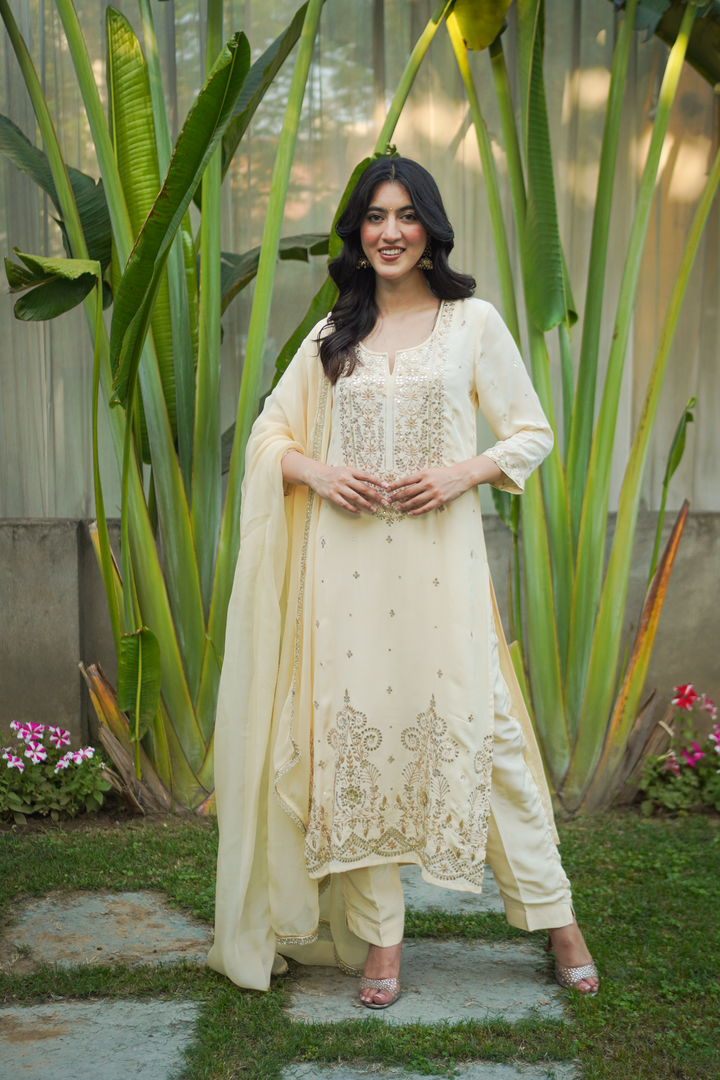 Shobha Yellow Crepe Gota Set