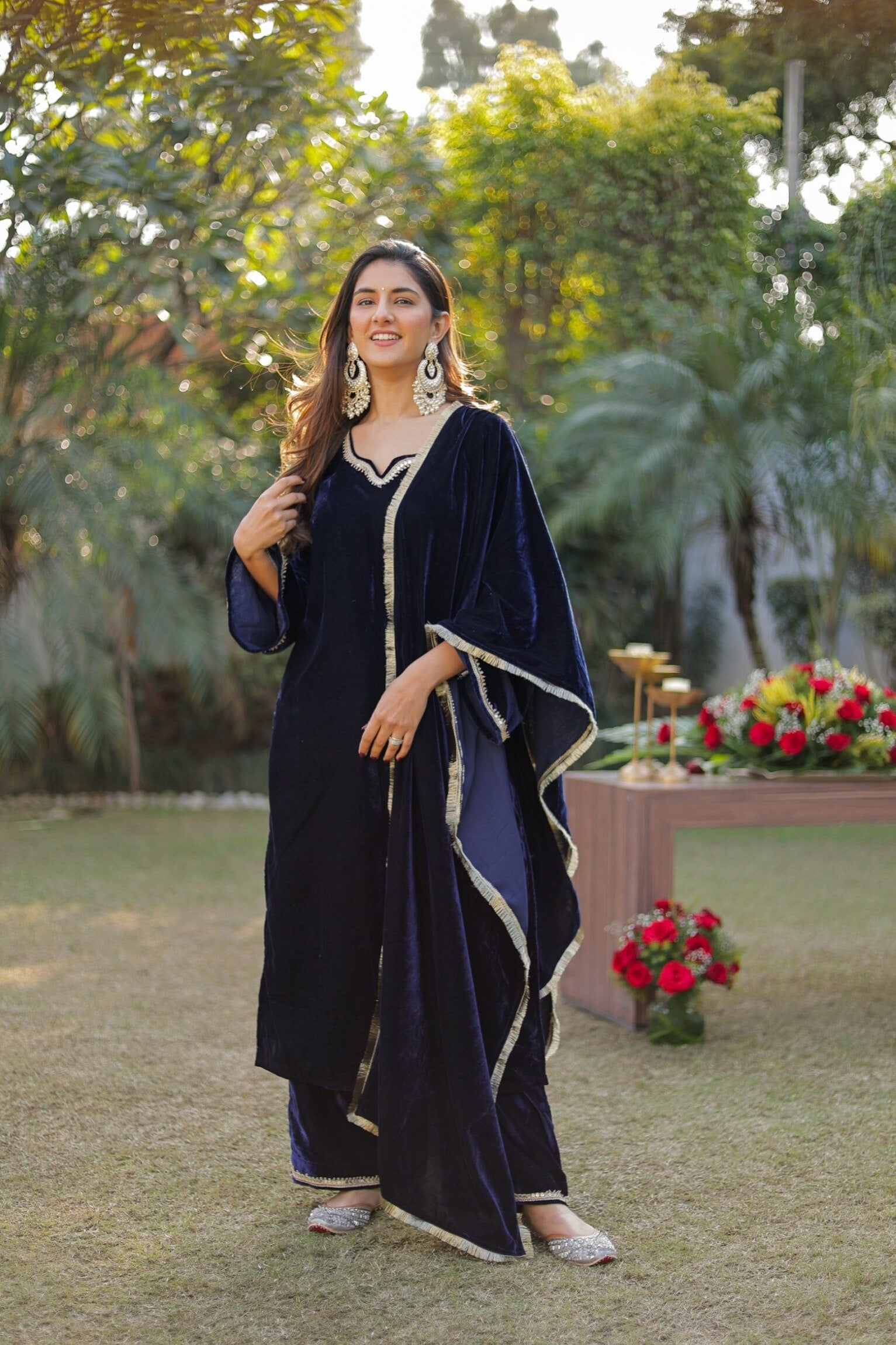 Midnight Blue Velvet Suit Set – DIMPLE DESIGN STUDIO