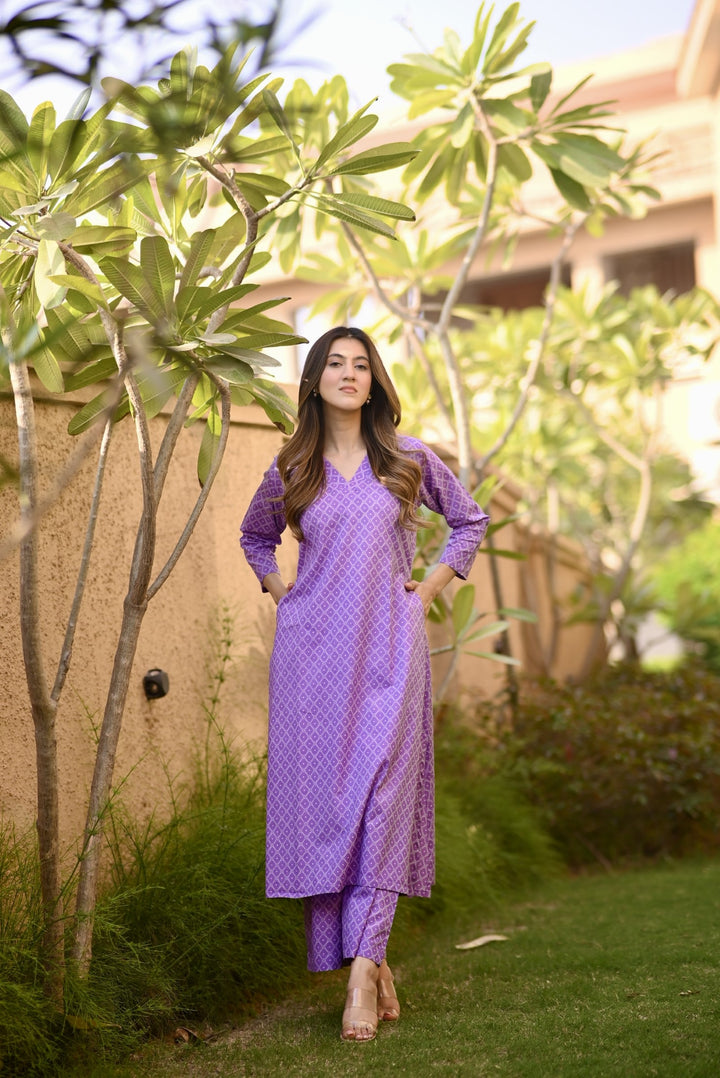 Purple Bandhani Suit Set