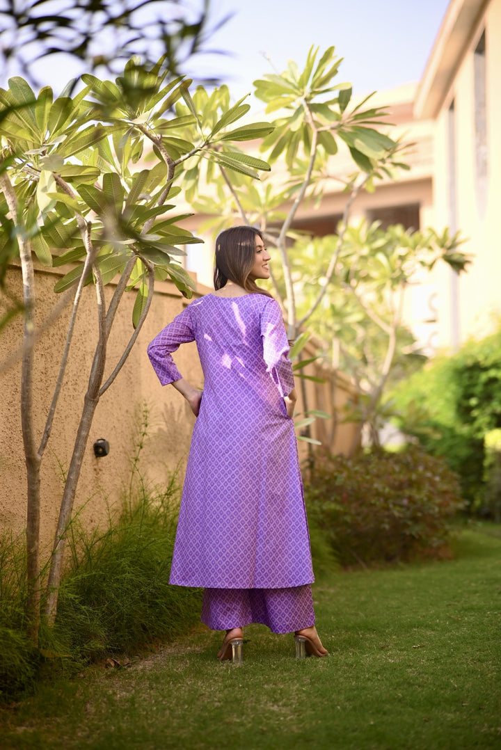 Purple Bandhani Suit Set