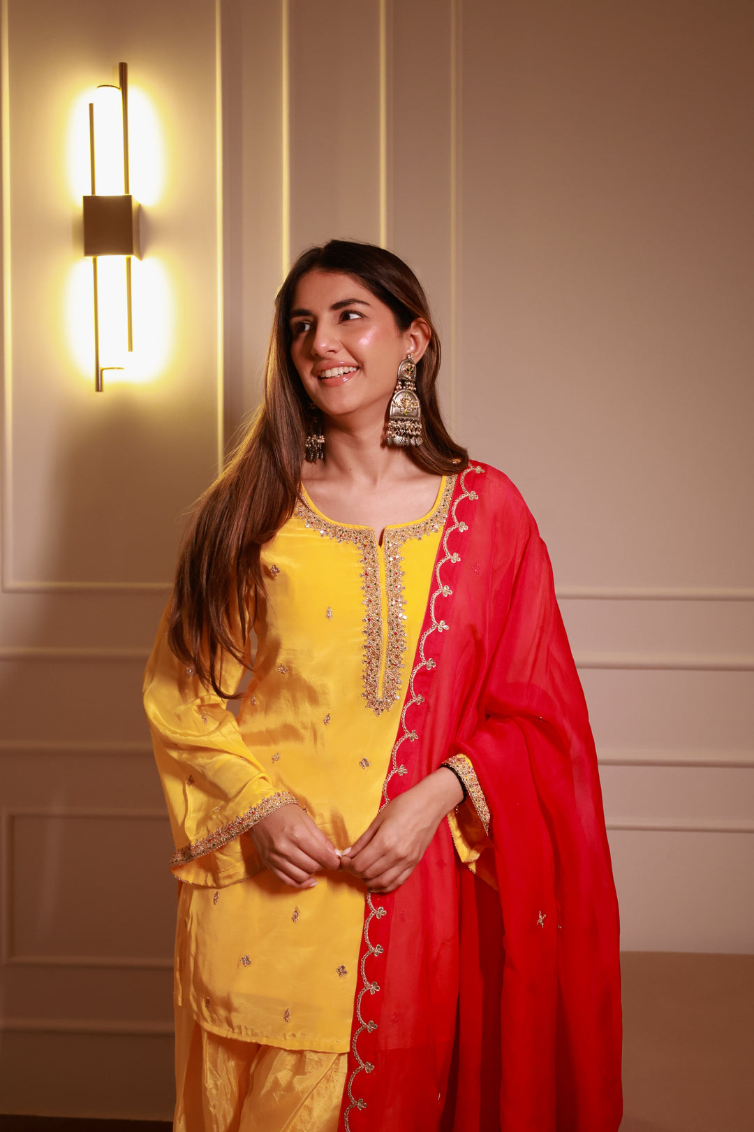 Parveen Yellow Crepe Farshi Gota Set