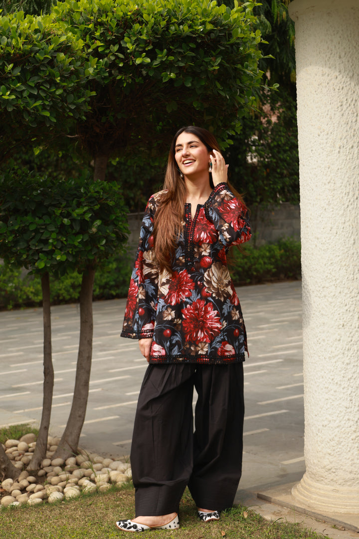 Amaara Black Cotton Farshi Set