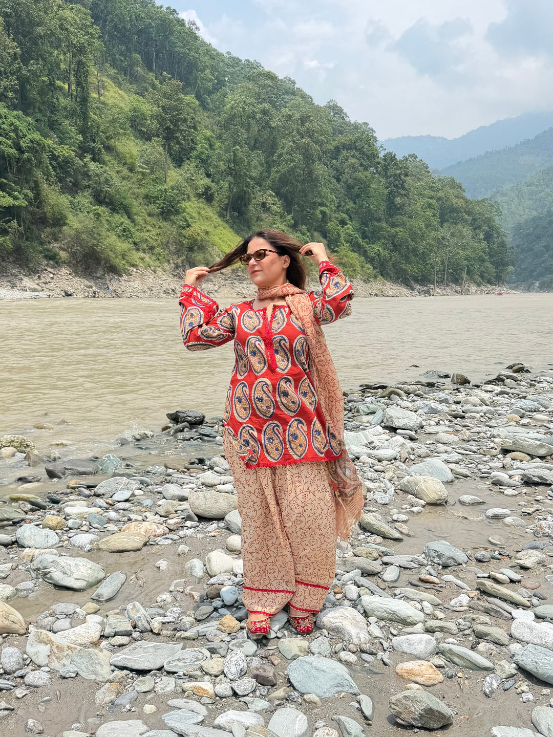 Red Teesta Farshi Set