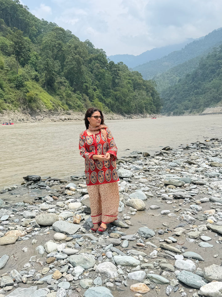 Red Teesta Farshi Set