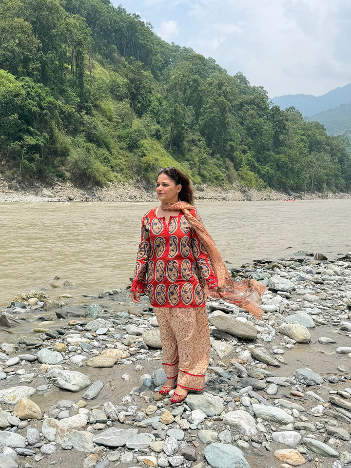 Red Teesta Farshi Set