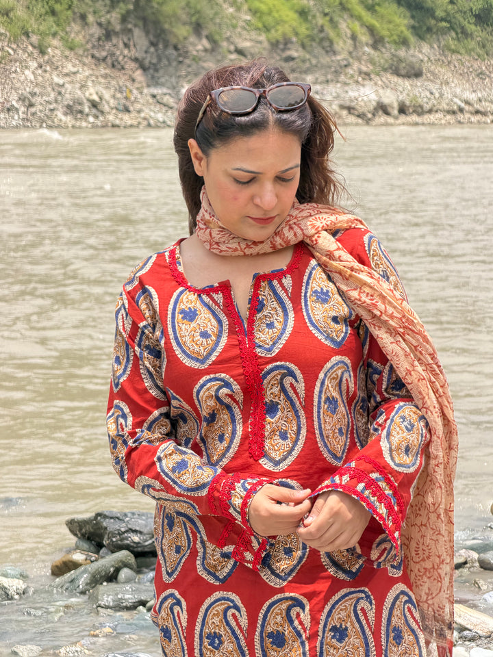 Red Teesta Farshi Set