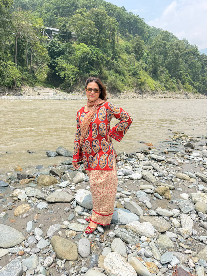 Red Teesta Farshi Set