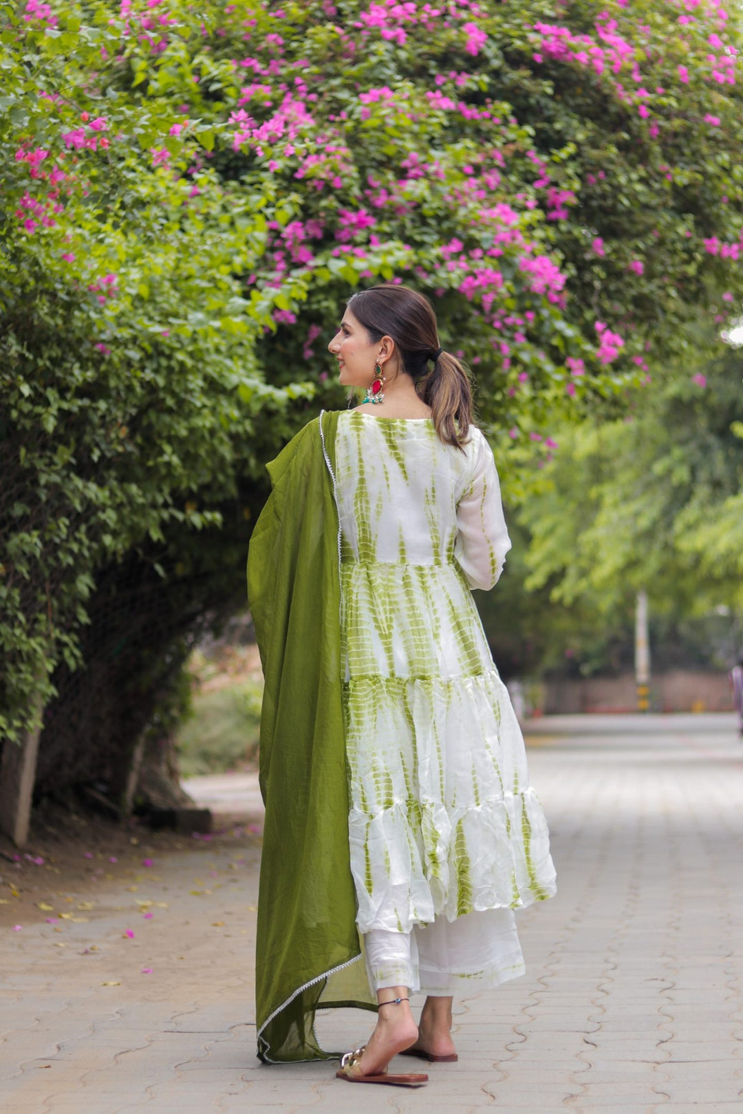 Green Tier Shibori Suit Set