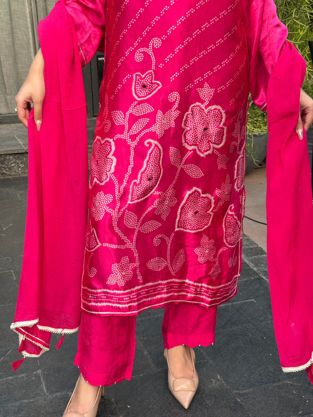 Rania Pink Satin Suit Set